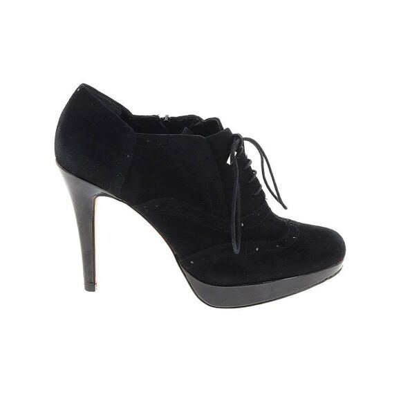 White House Black Market Black Platform Heels I Lace Up Booties Size 7.5 - Picture 1 of 7